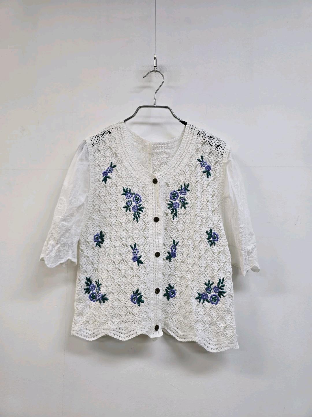 자수 디테일 귀여운 크로쉐 가디건 2