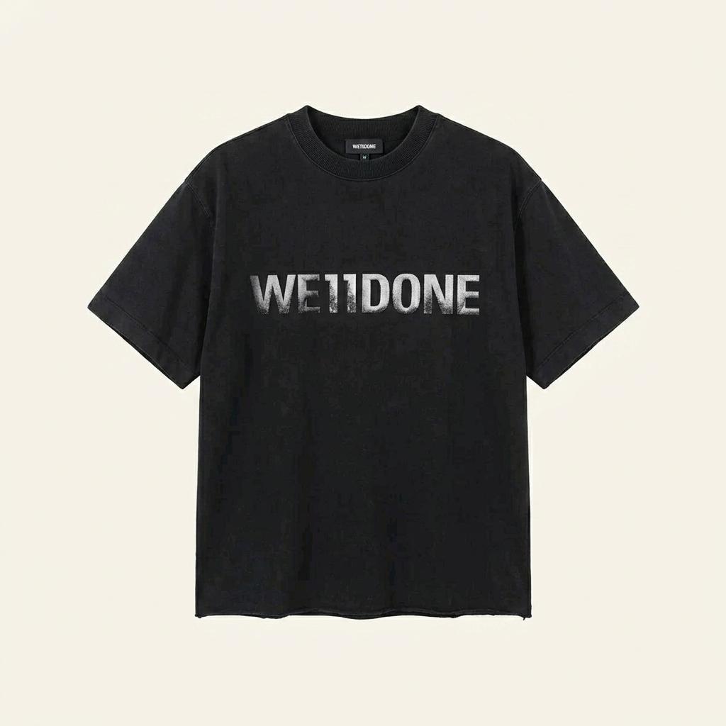웰던 (WE11DONE) 블랙 로고 오버핏 반팔 티셔츠 1