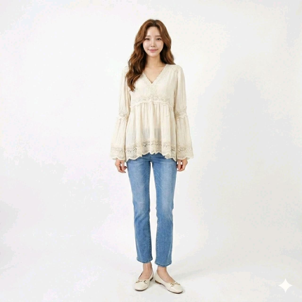 에스닉 루즈핏 소매 블라우스 티 4