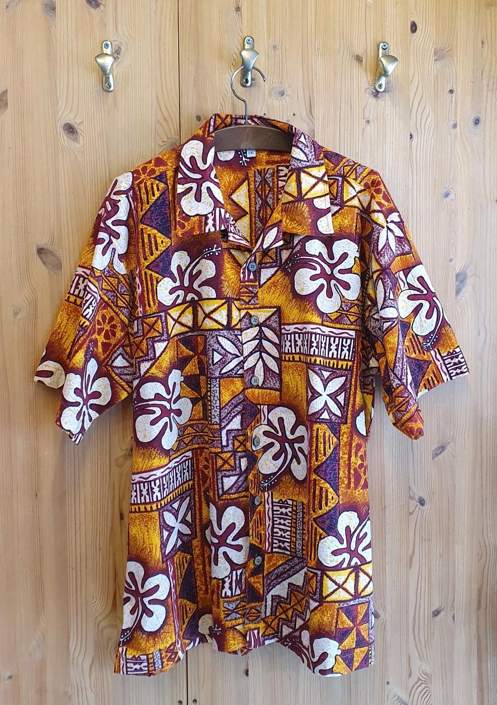 3XL(120).하와이안 셔츠(옐로우버건디) 2