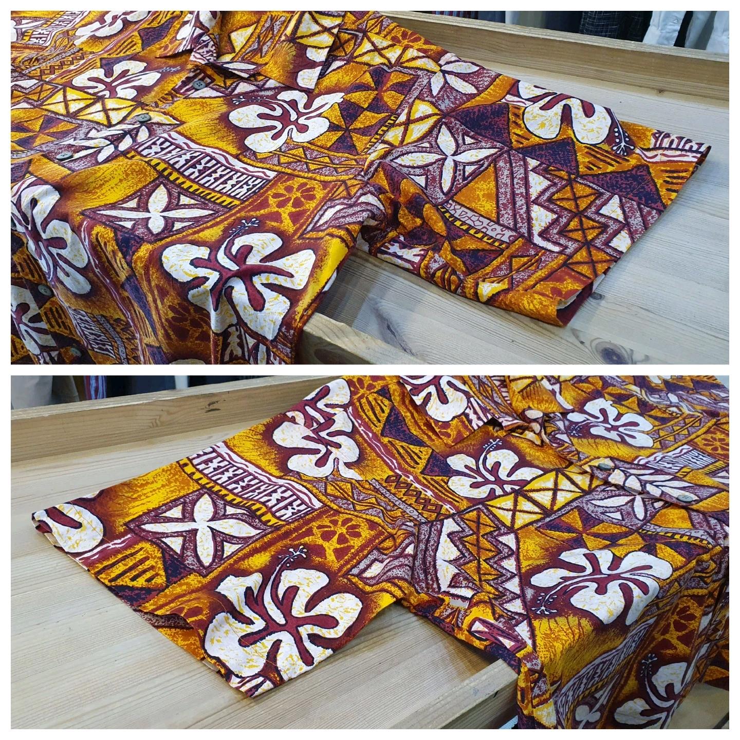 3XL(120).하와이안 셔츠(옐로우버건디) 5