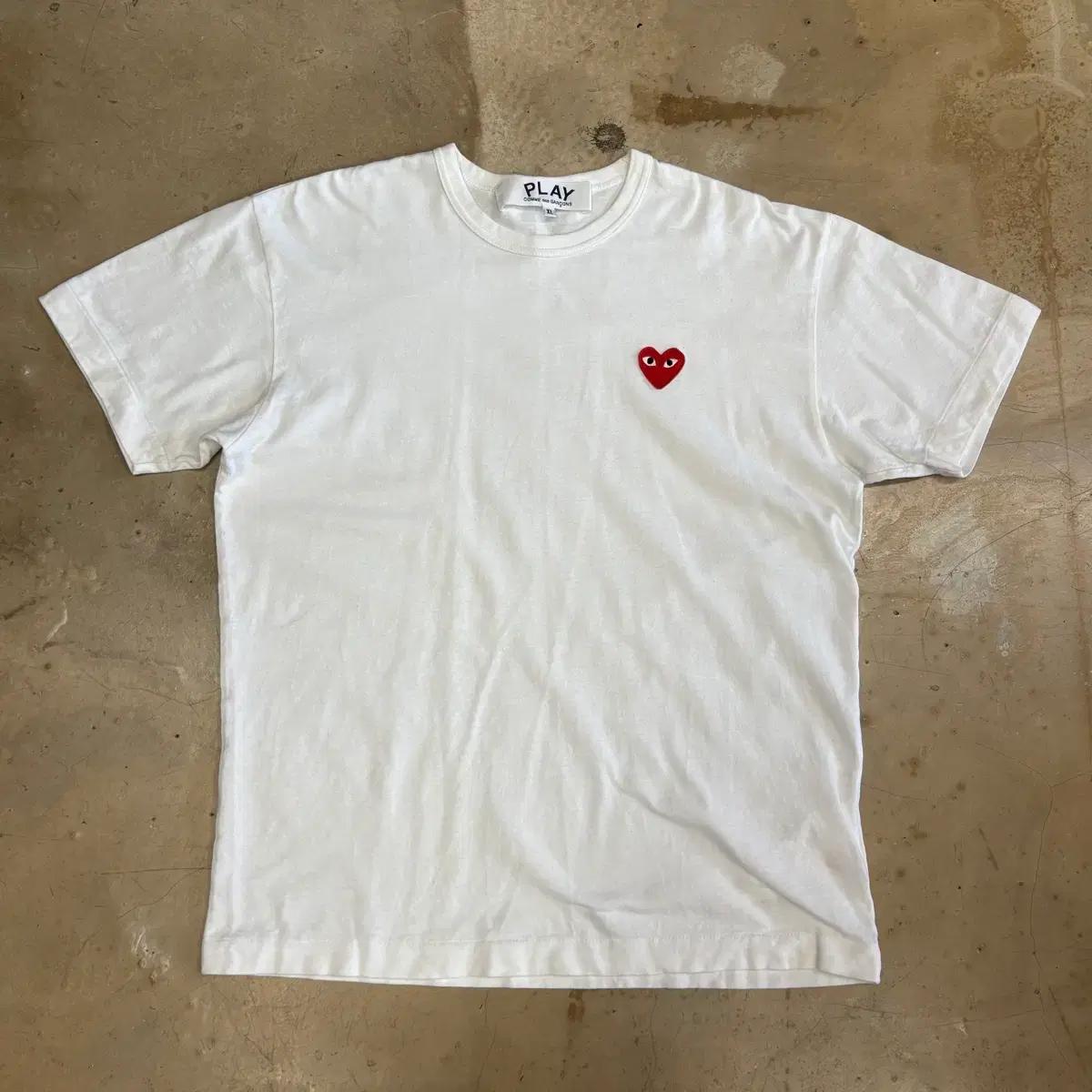 XL 꼼데가르송 하트와펜 화이트 반팔티 3