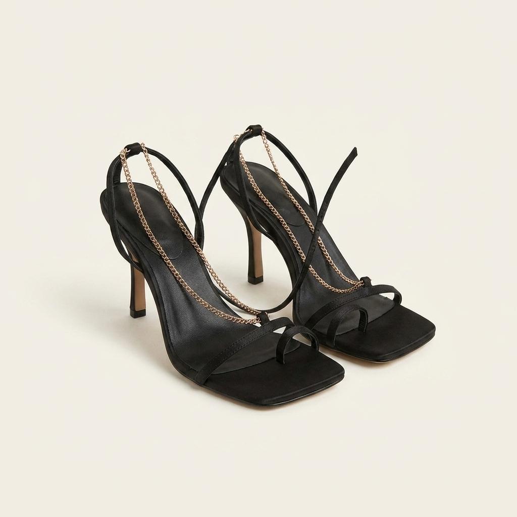 #세일 168 슬림 체인 8cm 스틸레토 샌들 235 블랙 1