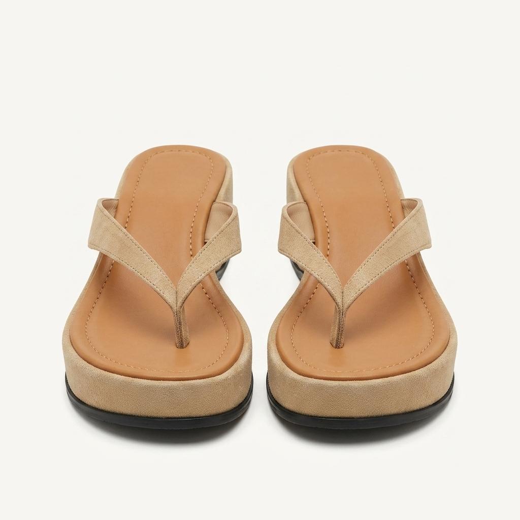 #세일 9304 스웨이드 배색플랫폼 5cm 쪼리슬리퍼 250 브라운 1