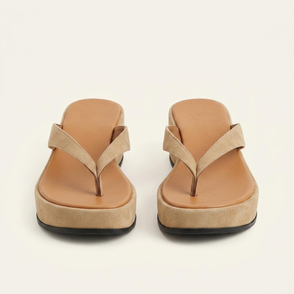 #세일 9304 스웨이드 배색플랫폼 5cm 쪼리슬리퍼 245 브라운 1
