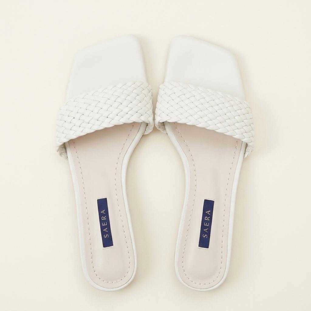 세라 위빙 스트랩 스퀘어토 슬리퍼 화이트(2cm) 1