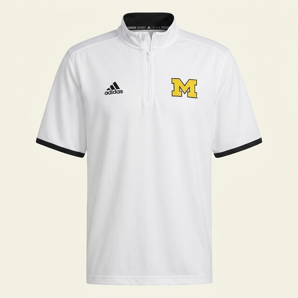 USA M,크게나옴 )) adidas 아디다스 미시간 반집업 반팔티셔츠 !~ 1
