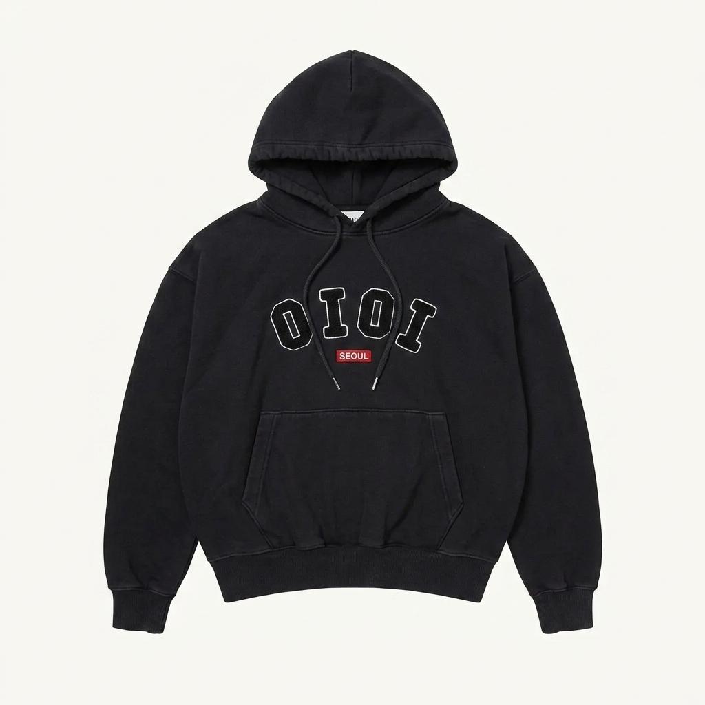오아이오아이 빅로고 블랙 후드티 1