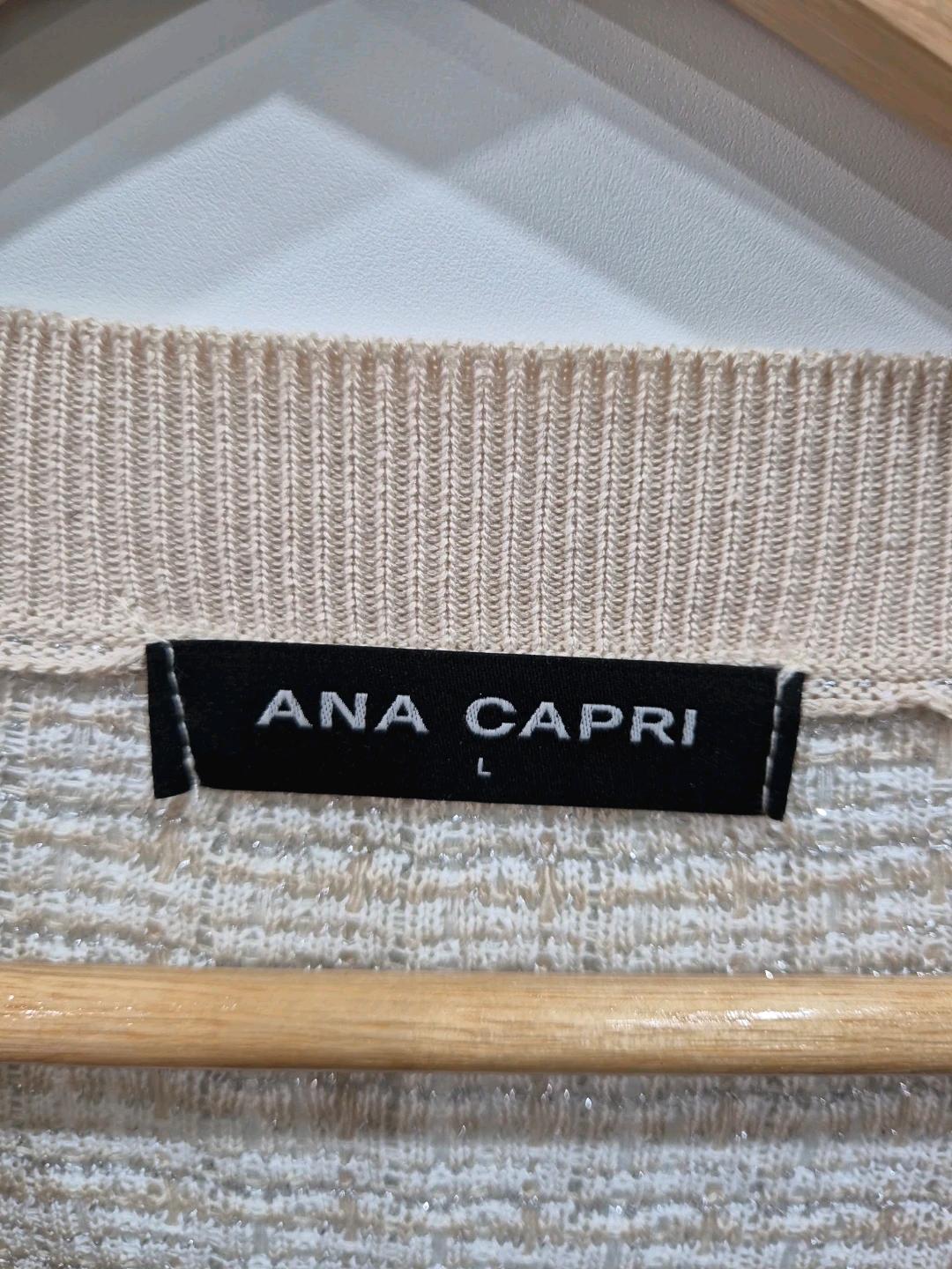 ANA CAPRI 베이지 트위드 반팔 가디건 L 5