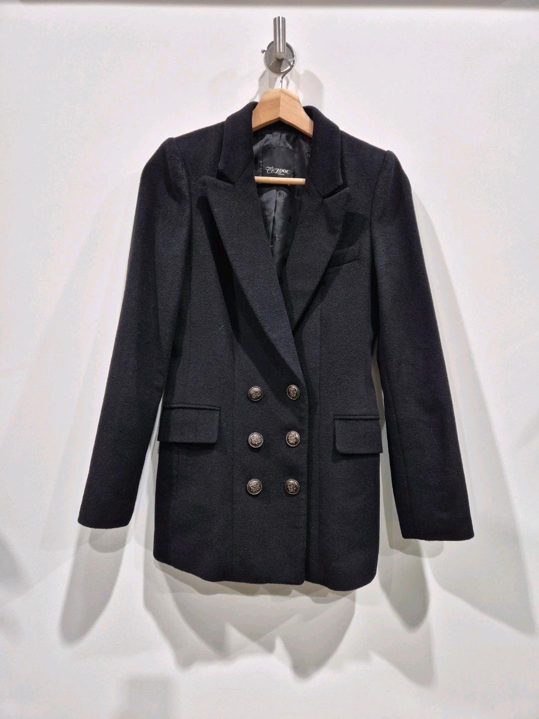 ZOOC 여성 블랙 더블 울 코트 55 2