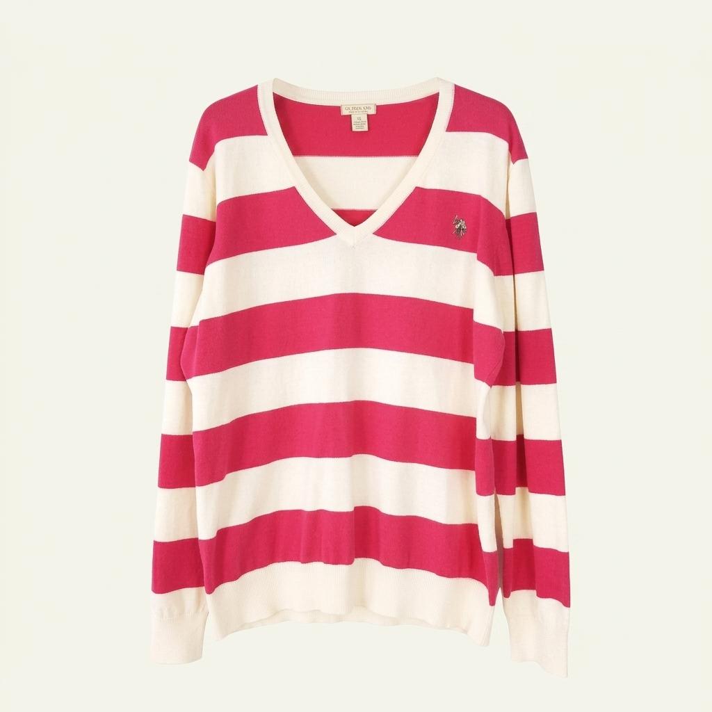 (XL)U.S. POIO ASSN 스트라이프 브이넥 니트/J4-29-05 1