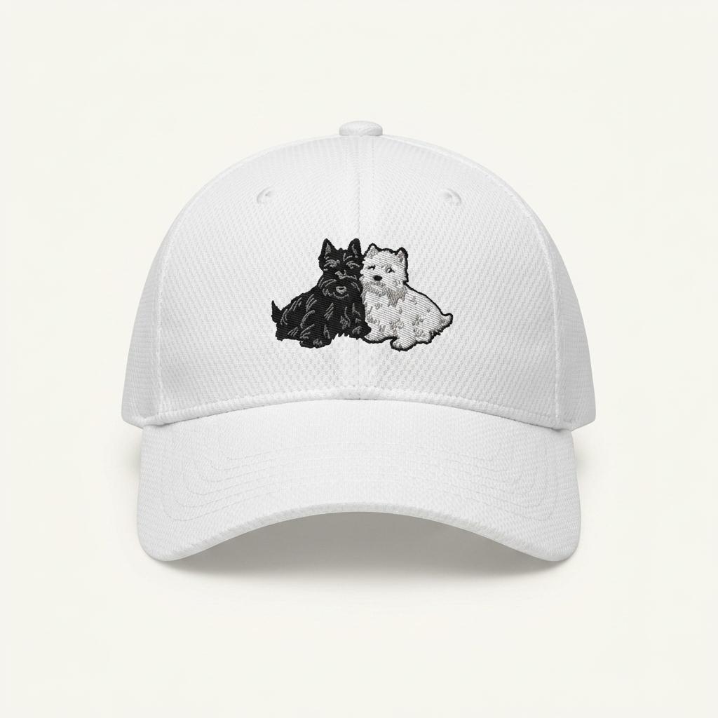모000486 블랙앤화이트 강아지 자수 메쉬 볼캡 화이트 1