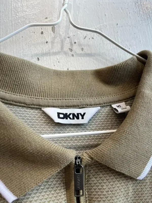 DKNY 폴리 자카드 반집업 반팔 카라티 XL 4