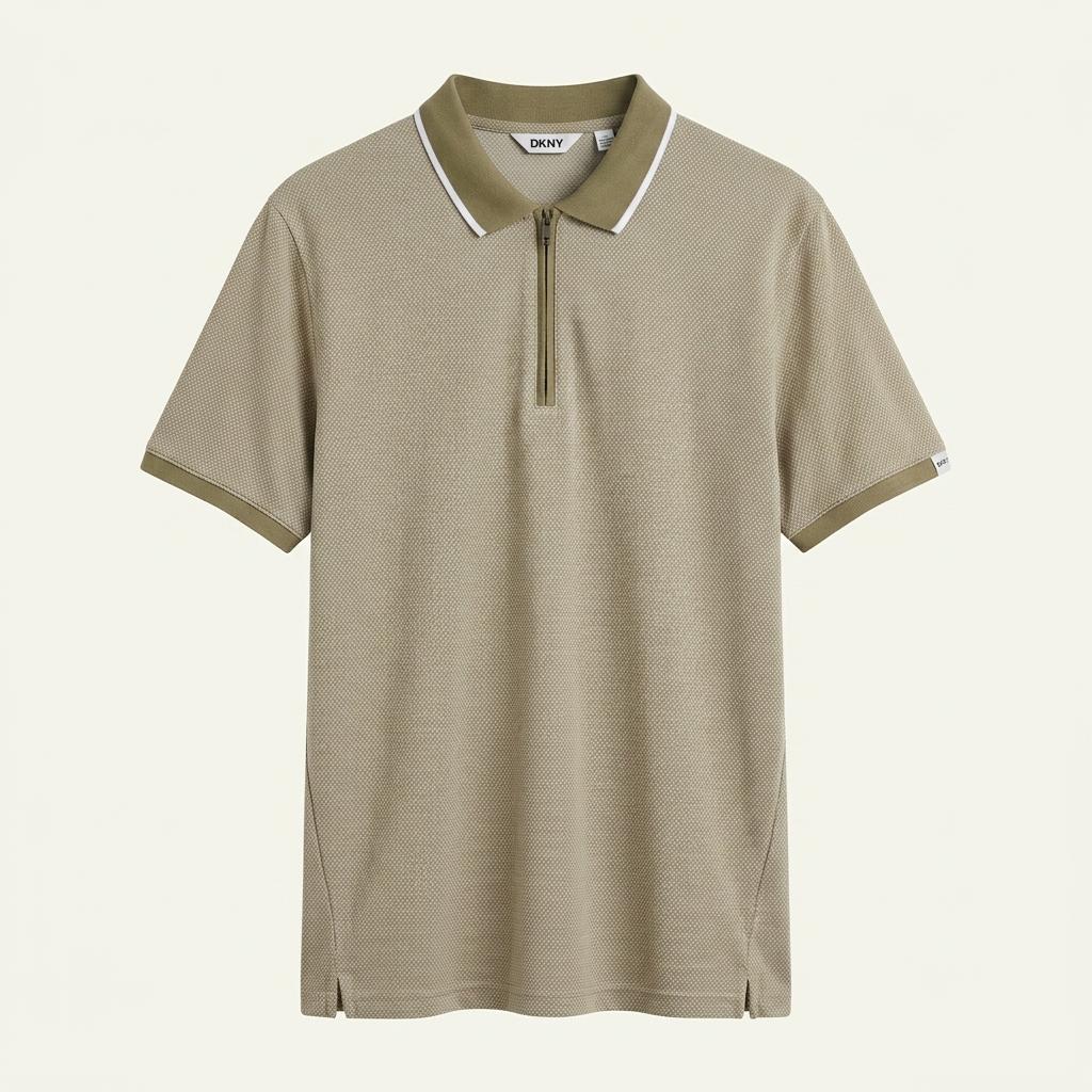 DKNY 폴리 자카드 반집업 반팔 카라티 XL 1