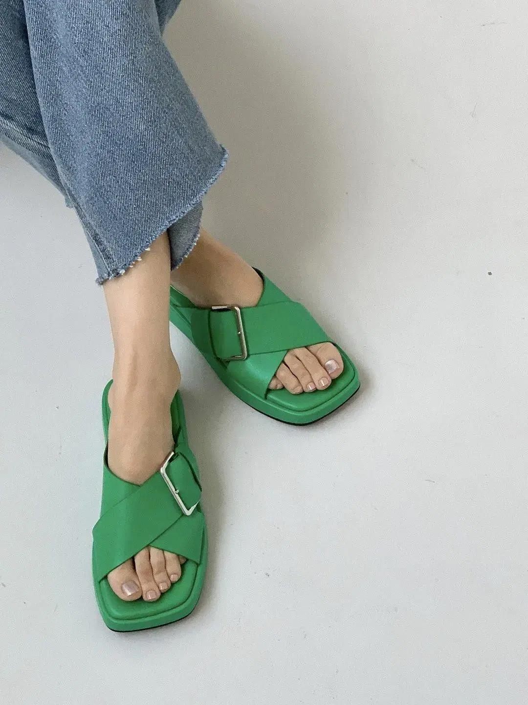 #세일 9362 와이드버클 3cm 슬리퍼 245 그린 7