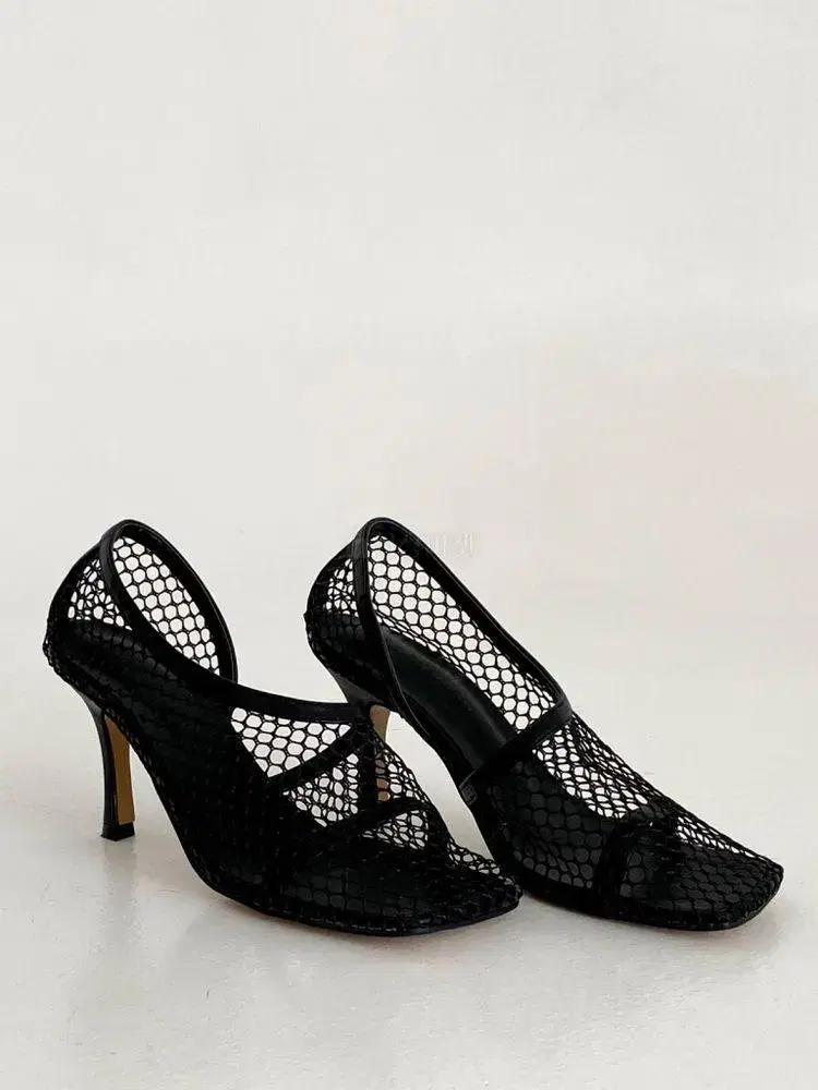 #세일 9200 망사 사선 8cm 스틸레토힐 225 블랙-새상품 3