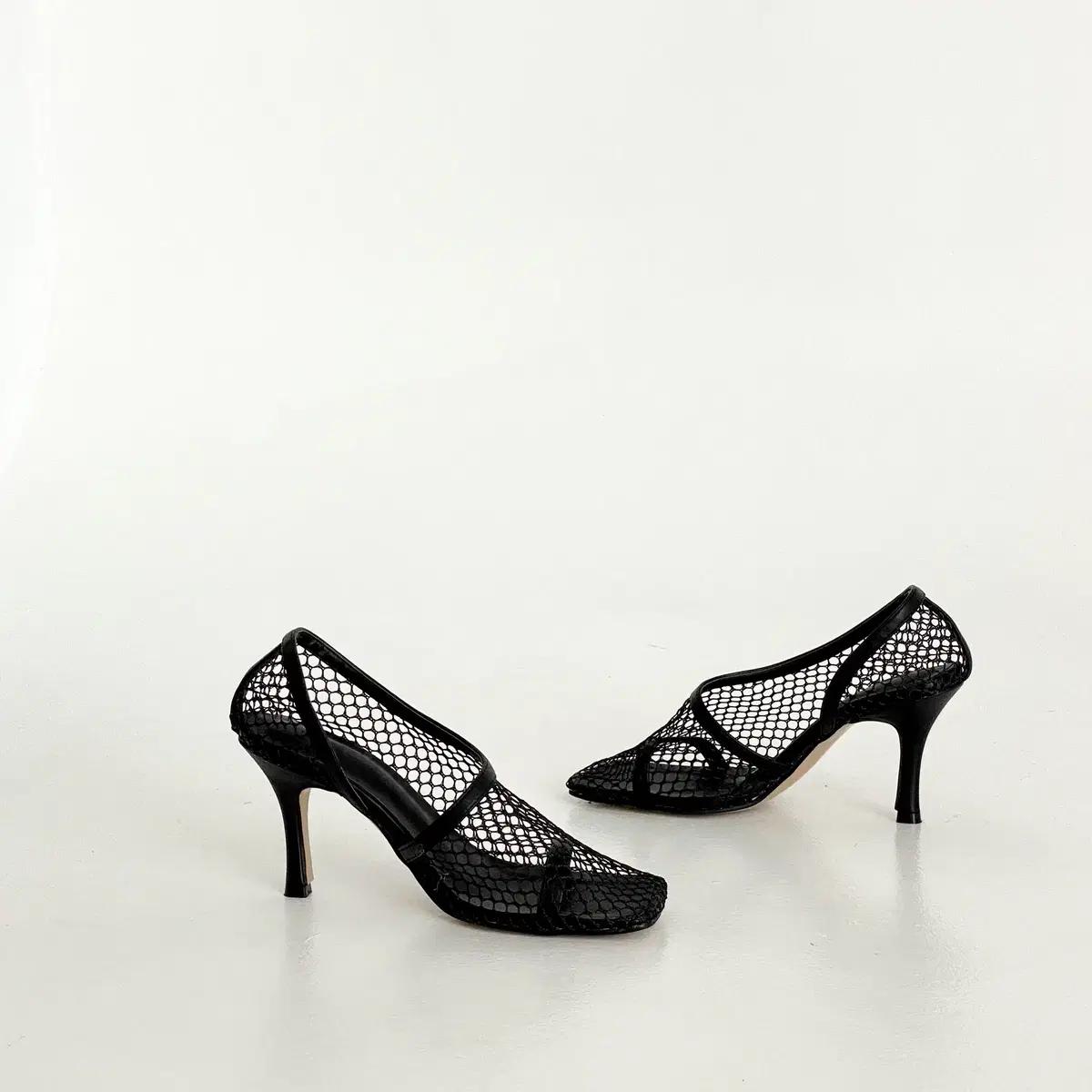 #세일 9200 망사 사선 8cm 스틸레토힐 225 블랙-새상품 2
