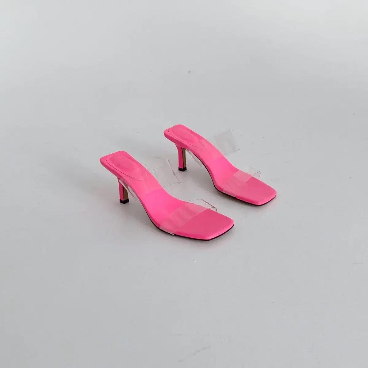 #772 스퀘어토 8cm PVC 스틸레토 샌들 230 핑크 2