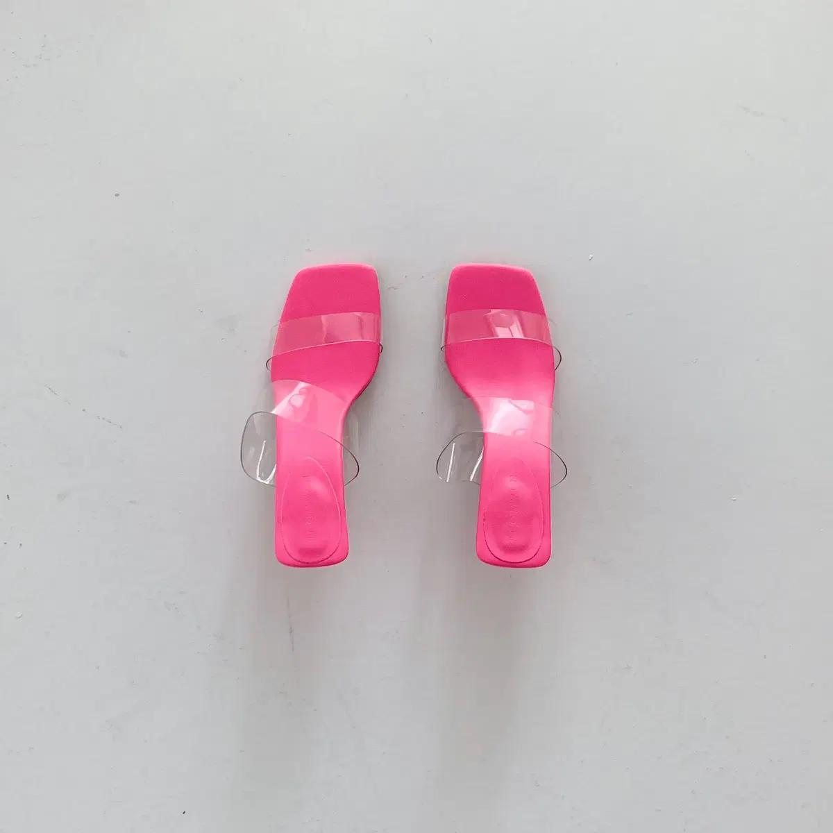 #772 스퀘어토 8cm PVC 스틸레토 샌들 230 핑크 3