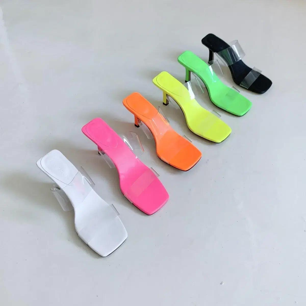 #772 스퀘어토 8cm PVC 스틸레토 샌들 230 핑크 8