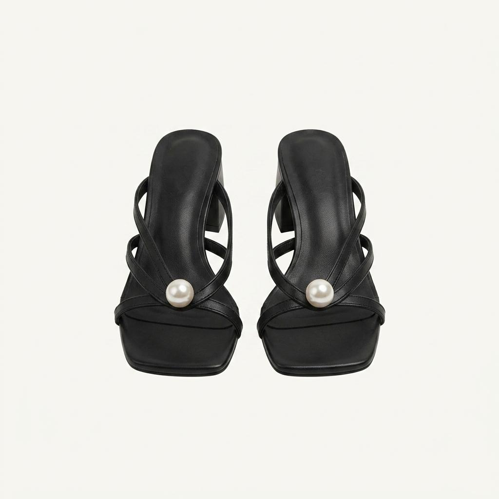 #770 진주 포인트 6cm 스틸레토힐 225 블랙 1