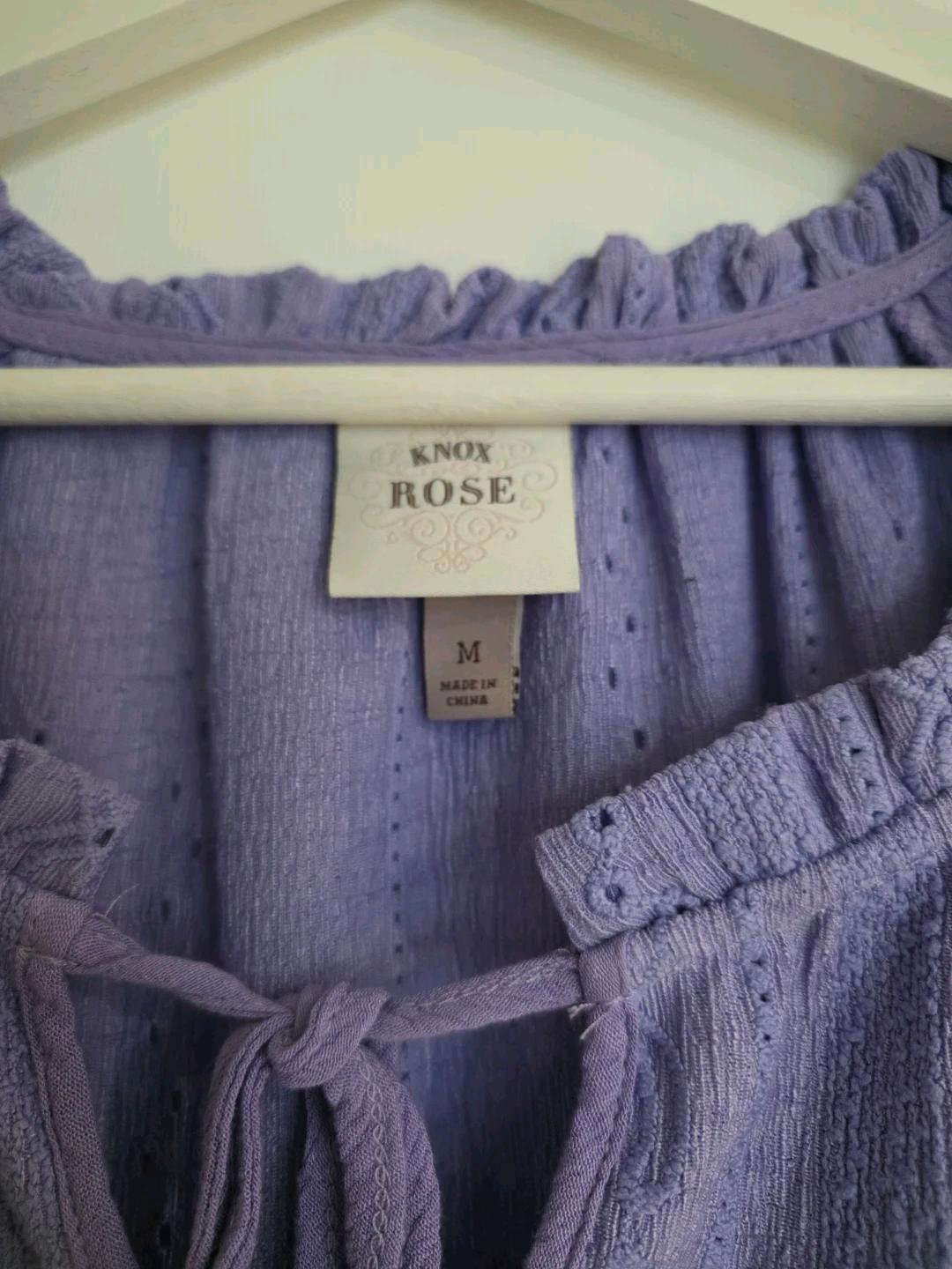 KNOX ROSE 퍼플 레이스 펀칭 블라우스 M 4