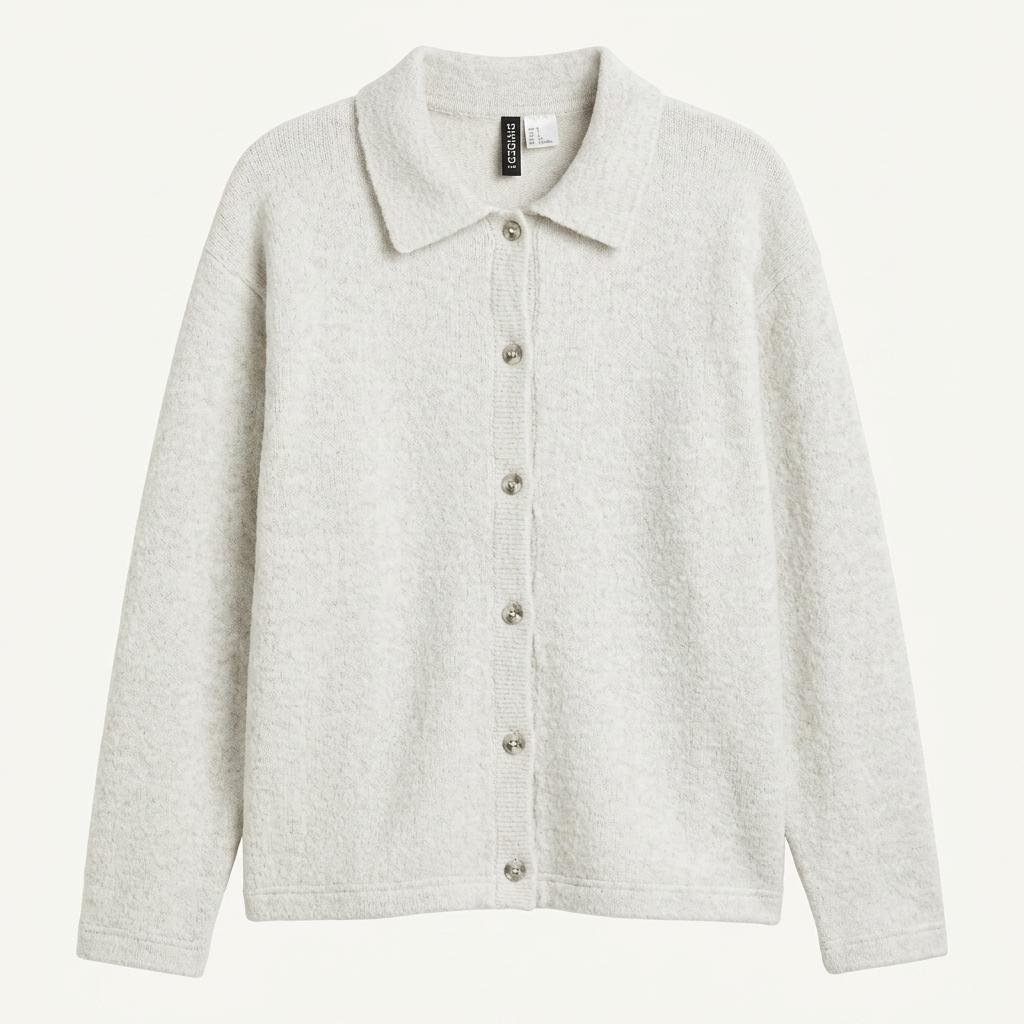 H&M 에이치앤엠 칼라 버튼 니트 스웨터 그레이 1