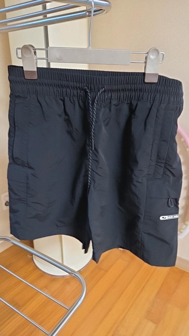 휠라 나일론 카고 밴딩 반바지 블랙 2