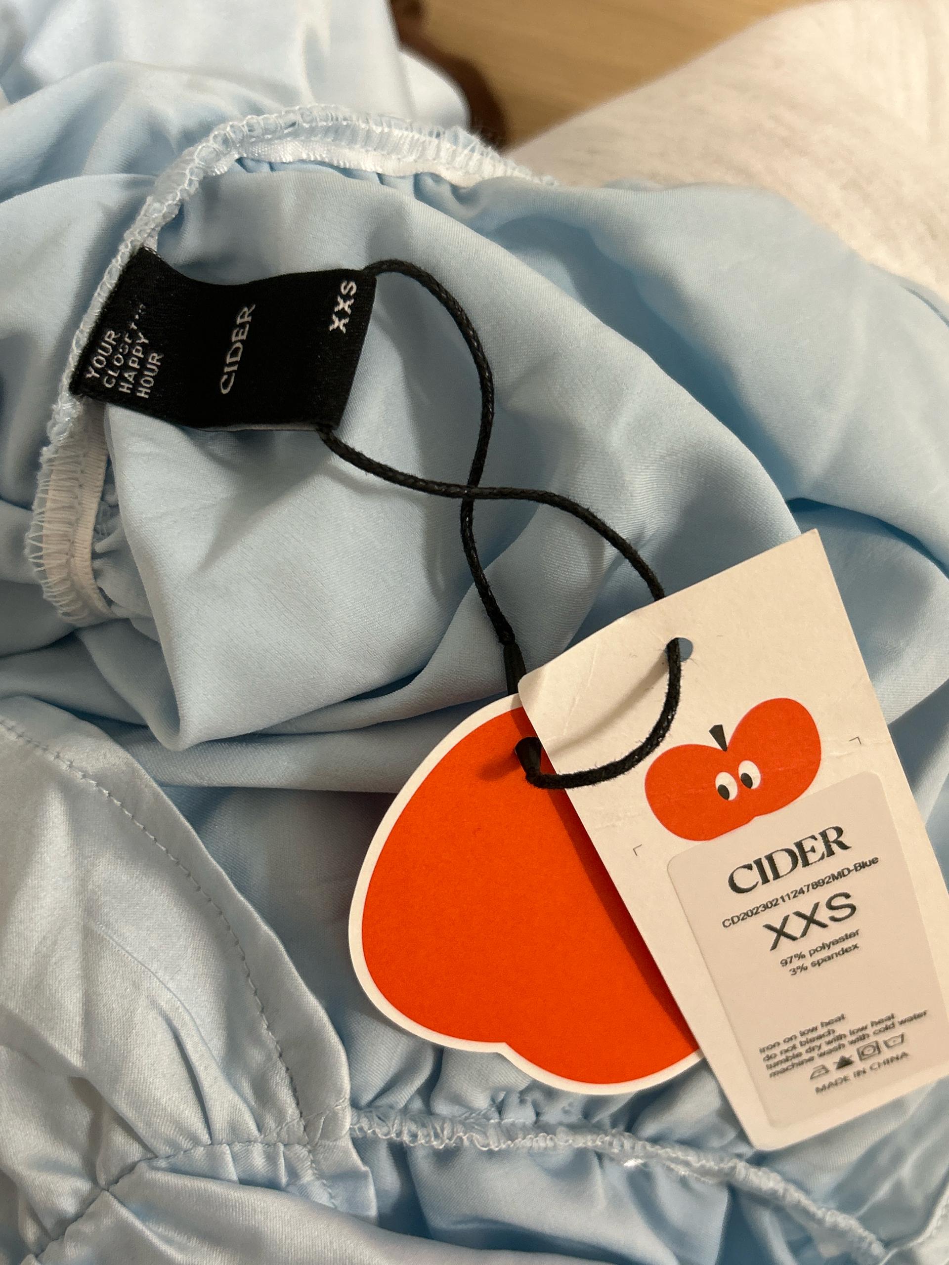 CIDER 사틴 셔링 미니 원피스 스카이 블루 3
