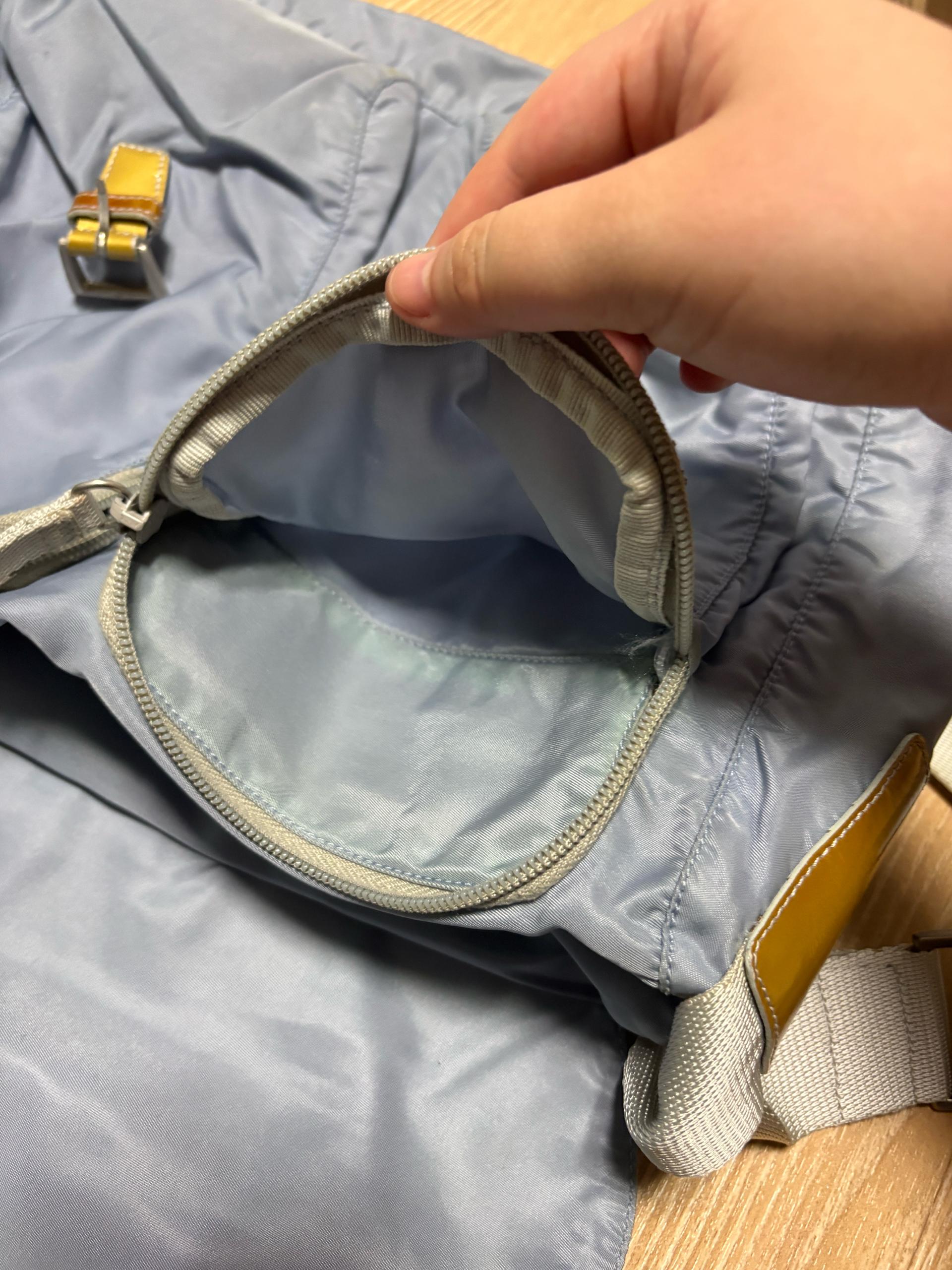 프라다 나일론 투포켓 메신저백 스카이블루 8