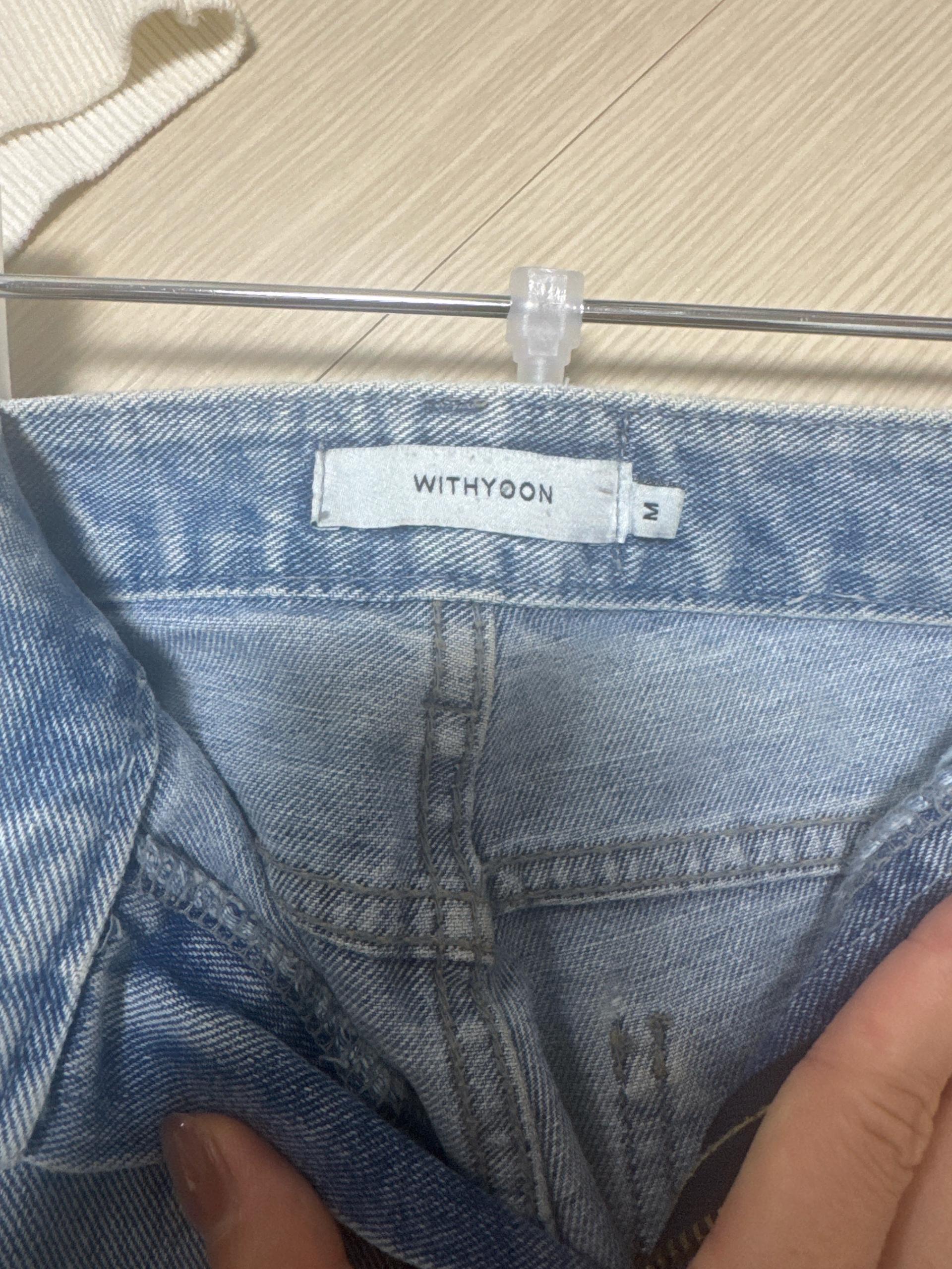 위드윤 빈티지 워싱 부츠컷 데님 팬츠 블루 3