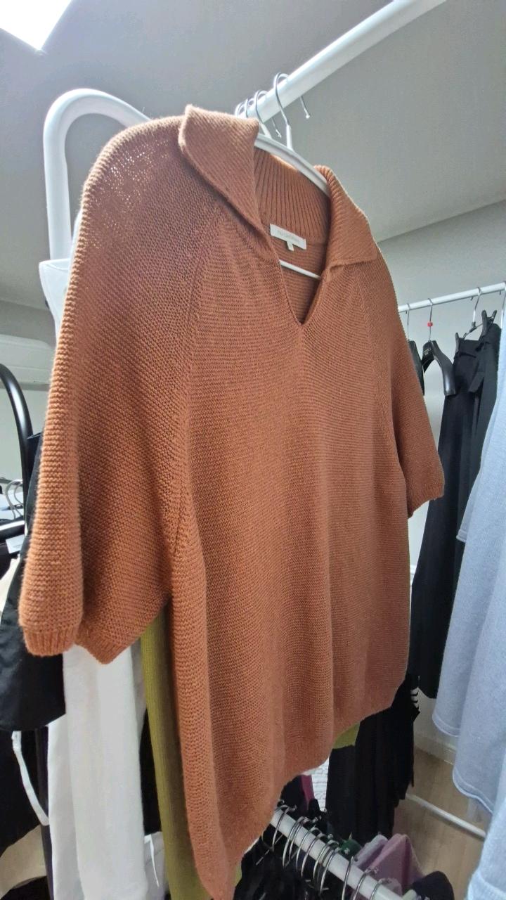 nu:cashmere 누 캐시미어 칼라 반팔 니트 브라운 3