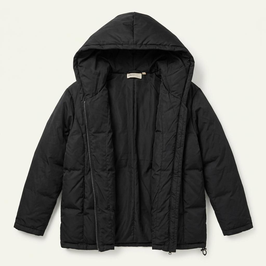 DKNY 퓨어 블랙 후드 패딩 점퍼