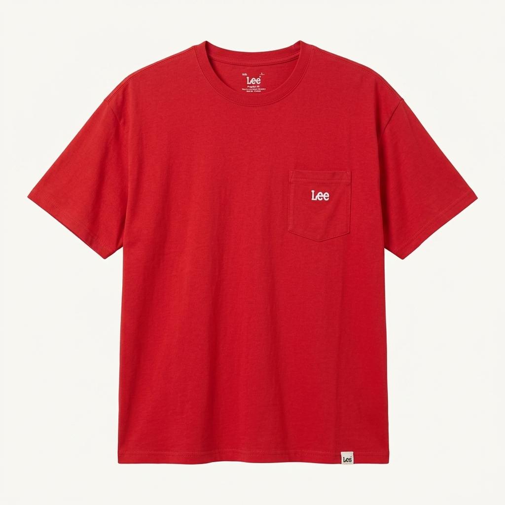 리 로고 포켓 반팔 티셔츠 레드 1