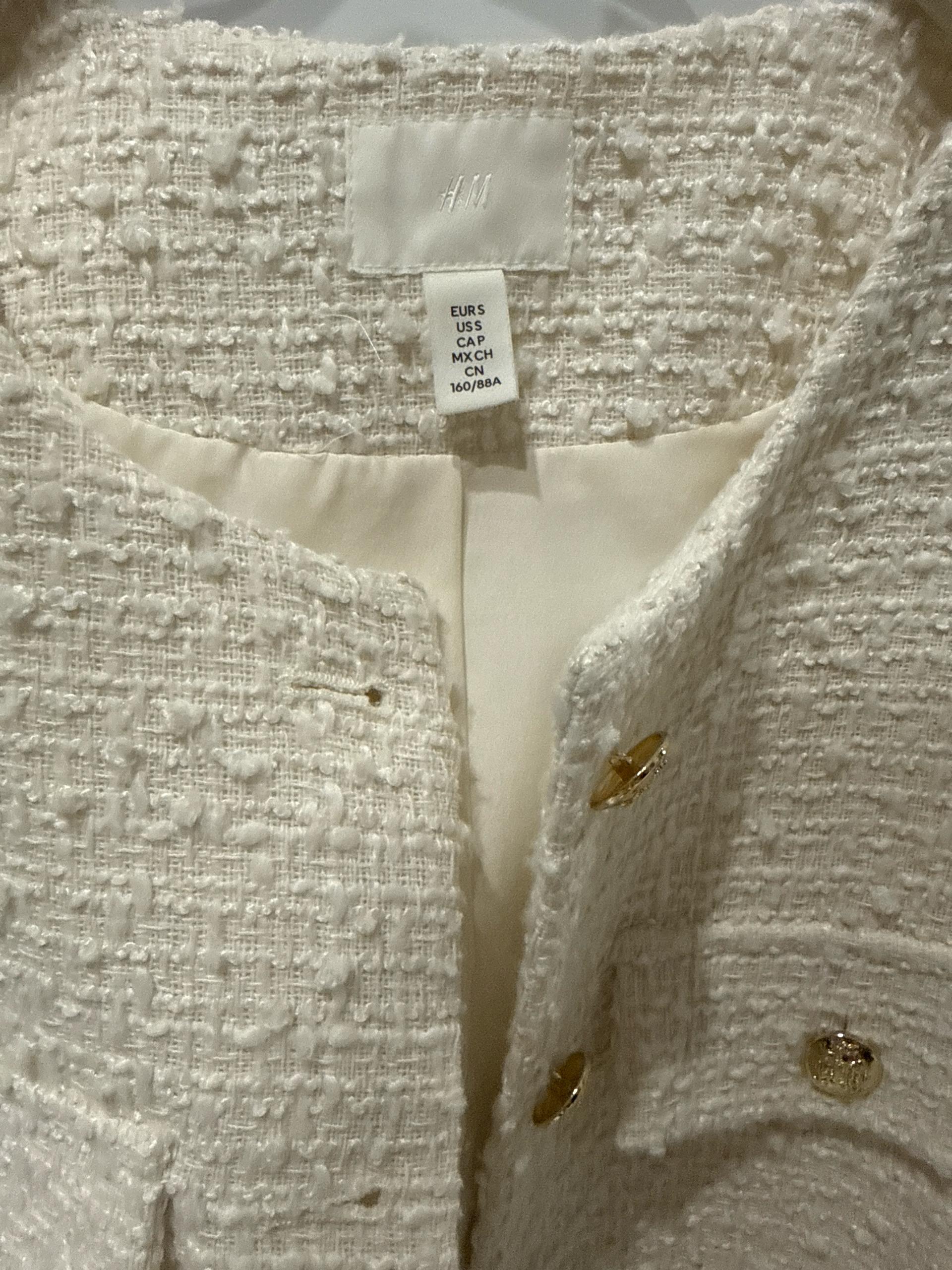 H&M 화이트 트위드 라운드넥 재킷 4