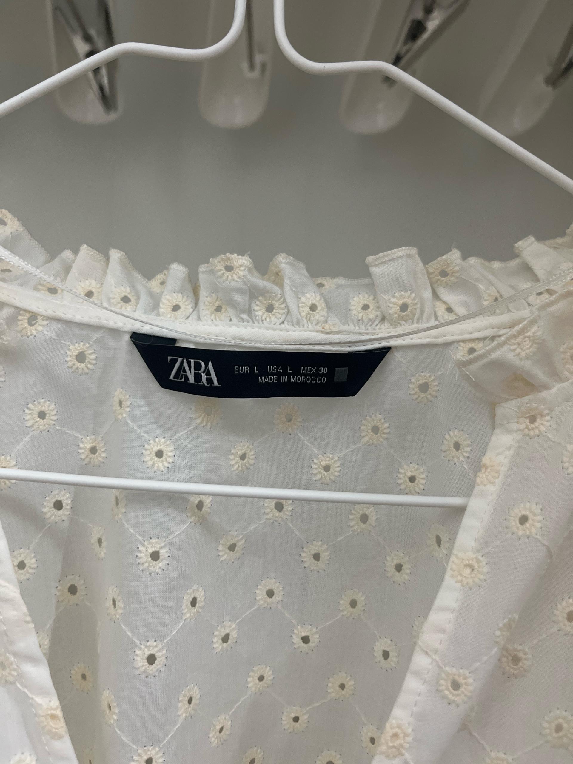 자라 펀칭 자수 헨리넥 블라우스 화이트 4