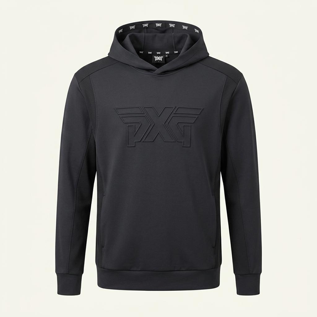 PXG 빅 로고 엠보 후드 티셔츠 블랙 1