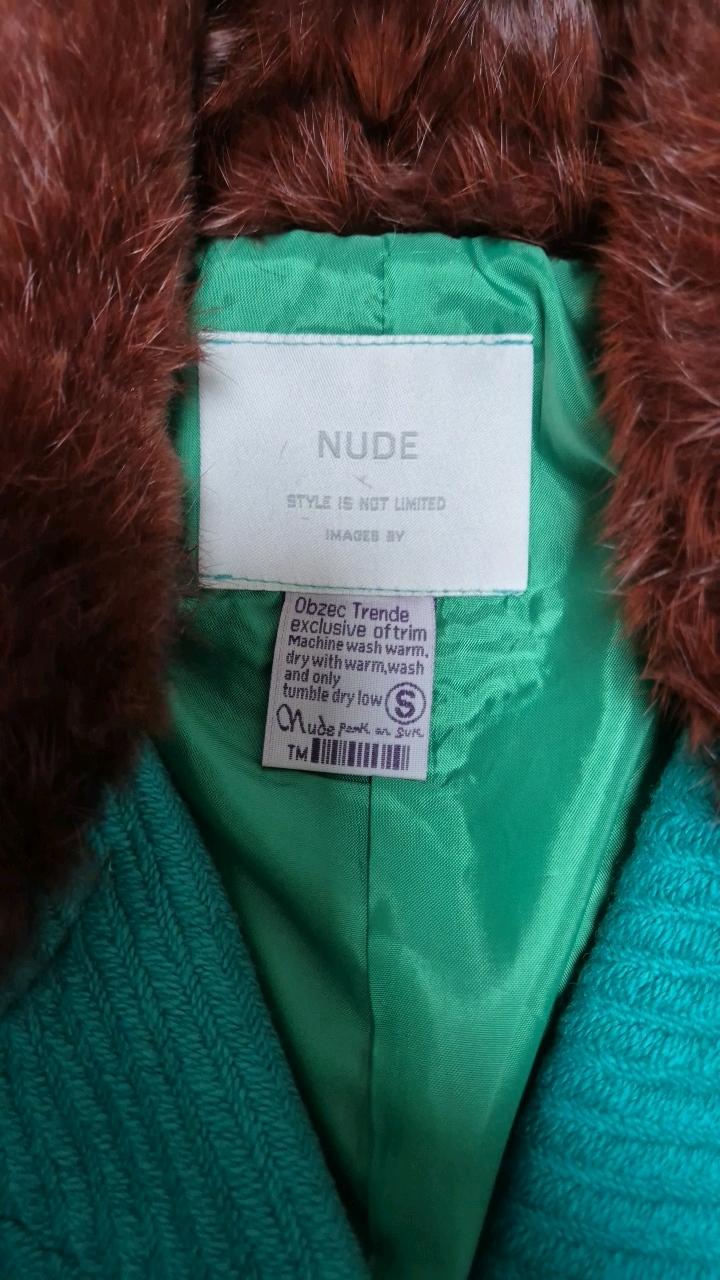 누드(NUDE) 퍼 칼라 트위드 라이더 재킷 그린 4