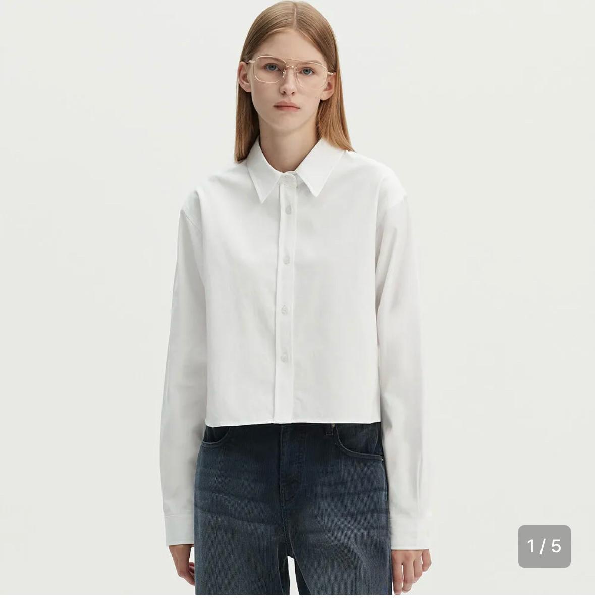 몽돌 FW 크롭 긴팔 셔츠 화이트 MDSH011WHITE 2