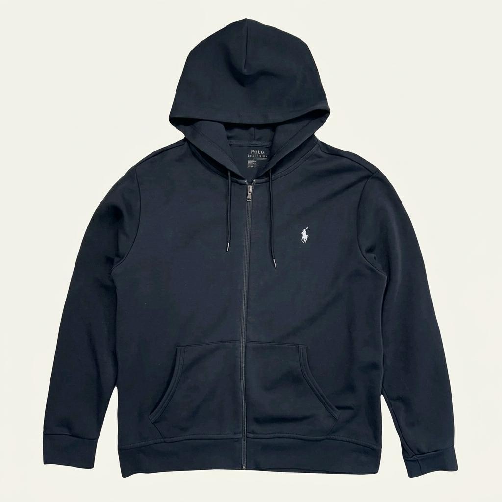 RALPH LAUREN 더블 니트 풀 지퍼 후디 블랙 1