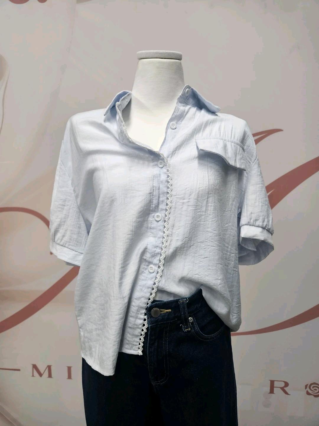 LeShop 하늘색 레이스 포인트 셔츠 2