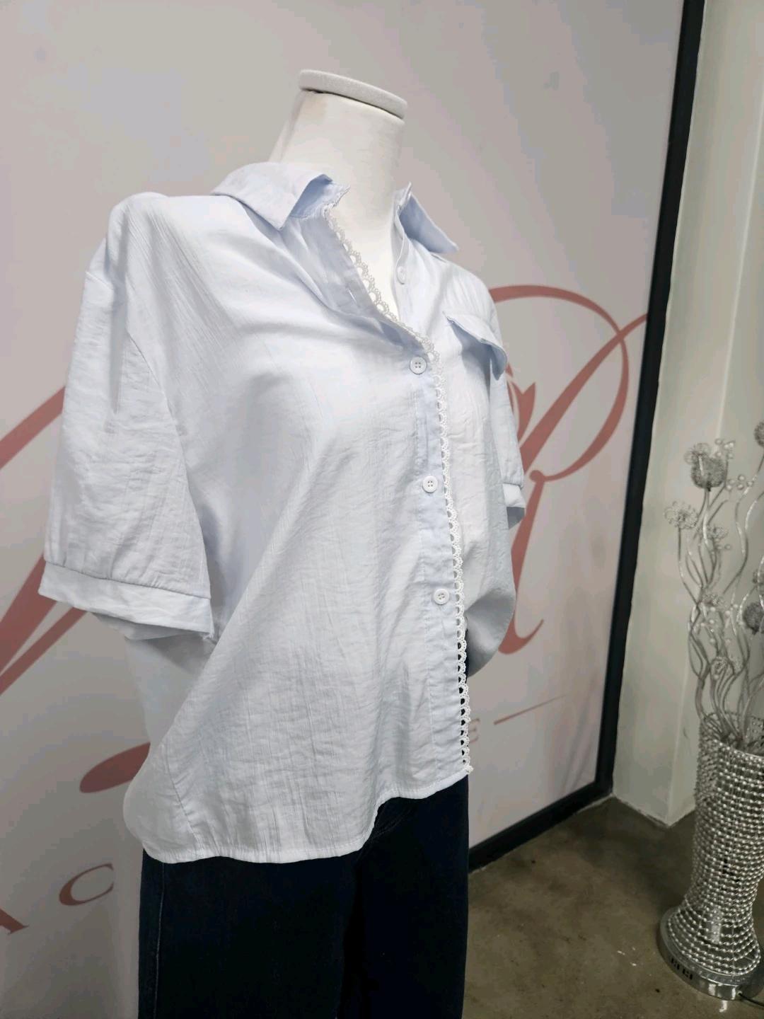 LeShop 하늘색 레이스 포인트 셔츠 9