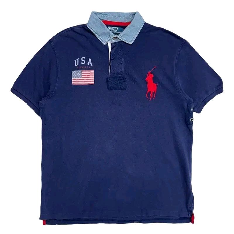 RALPH LAUREN 빅포니 USA 럭비 반팔 셔츠 네이비 2