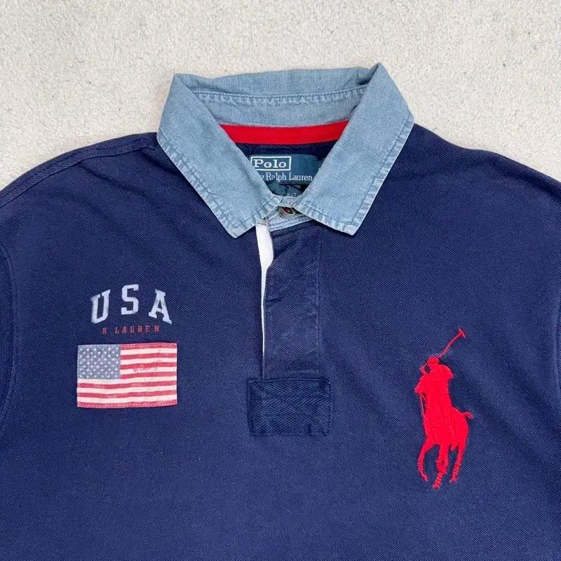 RALPH LAUREN 빅포니 USA 럭비 반팔 셔츠 네이비 4
