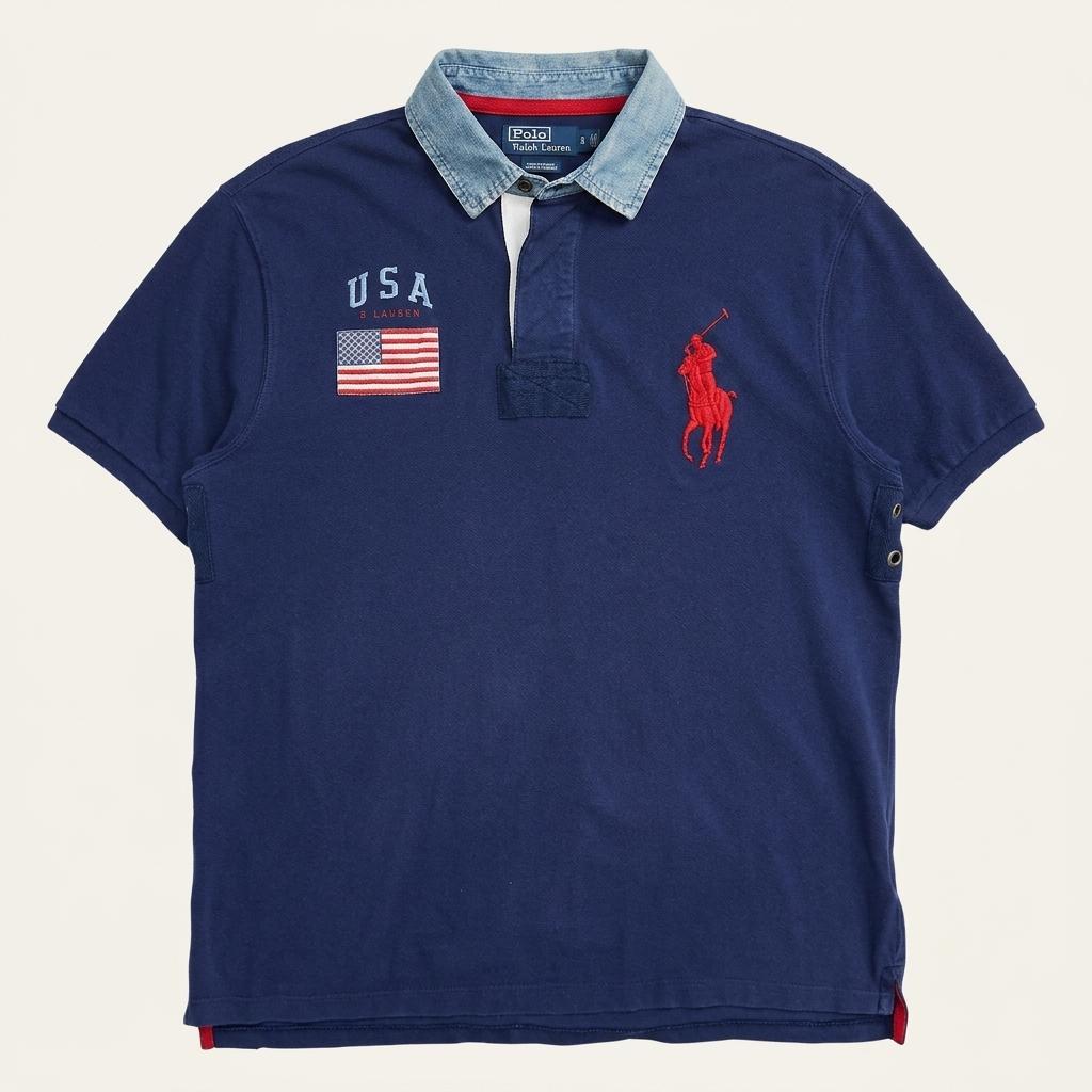RALPH LAUREN 빅포니 USA 럭비 반팔 셔츠 네이비 1
