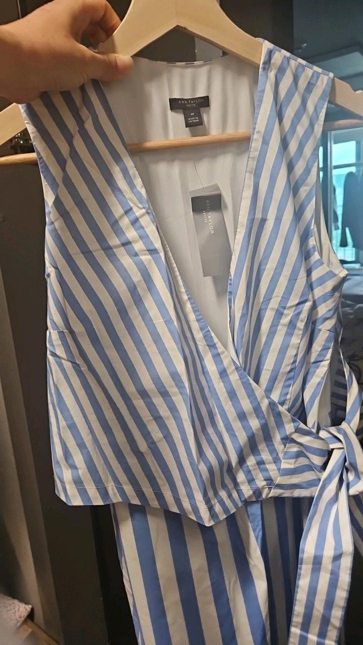 앤테일러 스트라이프 랩 스타일 민소매 원피스 9