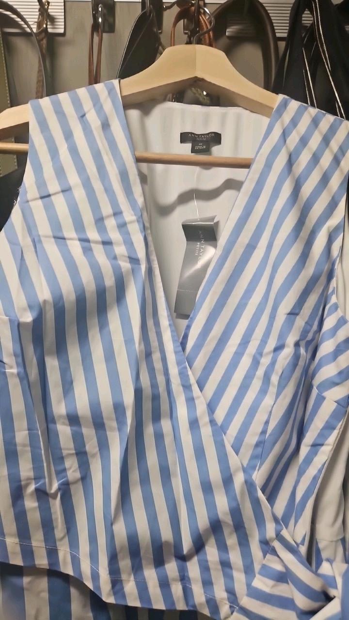 앤테일러 스트라이프 랩 스타일 민소매 원피스 10