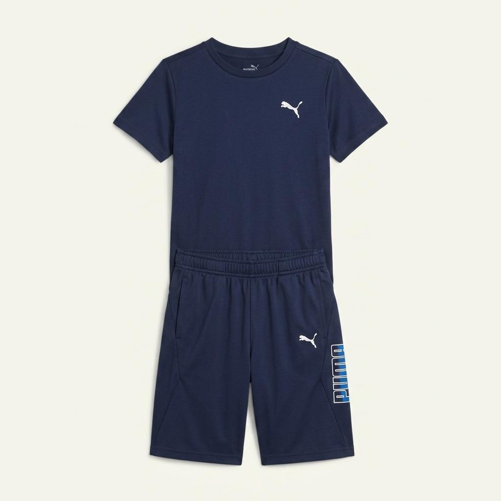 [PUMA] 푸마 아동 로고 트레이닝 반바지 네이비 1