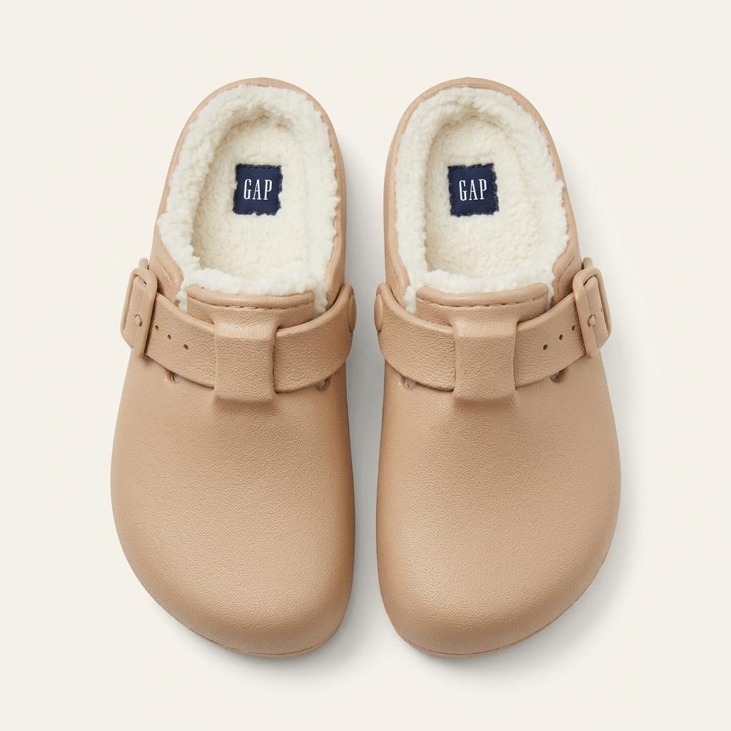 GAP 갭 키즈 베이지 퍼 안감 크로그 샌들 210 1