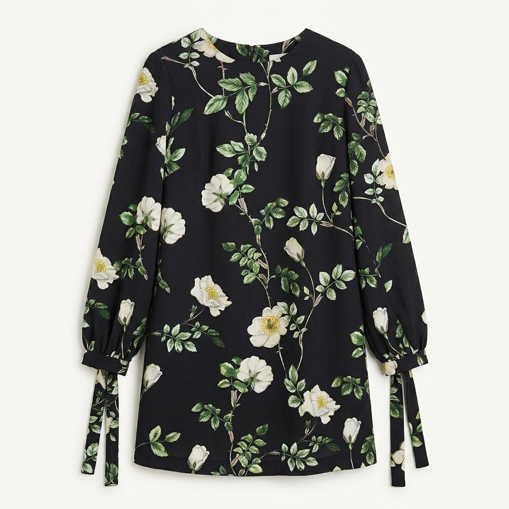 H&M 플라워 패턴 롱 슬리브 미니 원피스 1